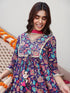 Purple Cotton Embellished Ethnic Printed Kurta with Flared Palazzo and Dupatta